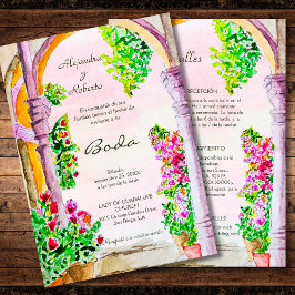 Spanische Aquarellfarben Blume Altstadt Mexiko Hoc Einladung