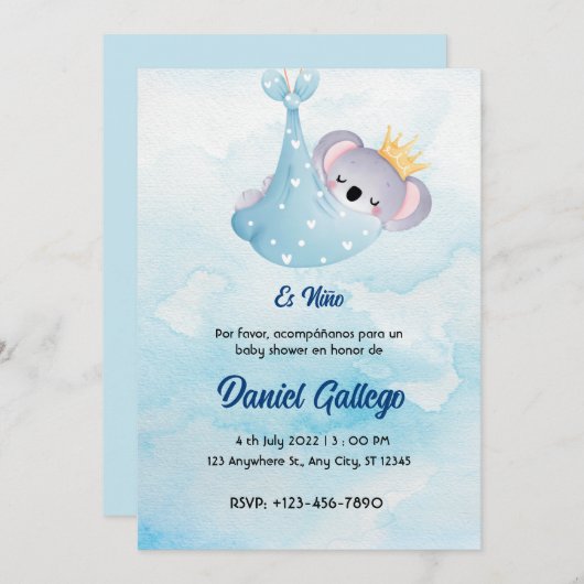 Spanische Babydusche Einladung (Vorne/Hinten)