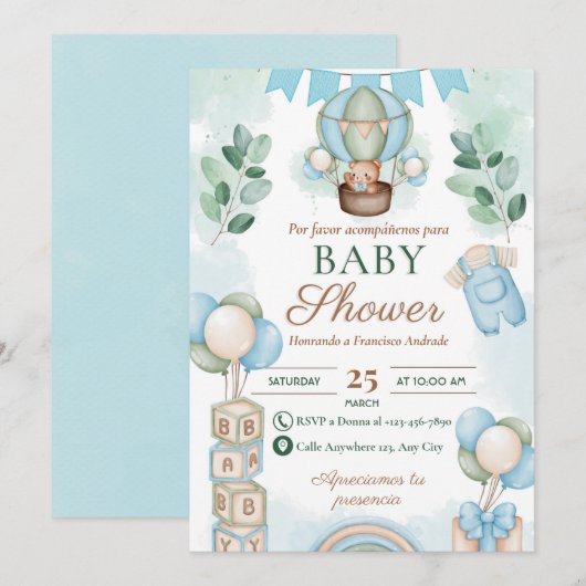 Spanische Babydusche Einladung (Vorne/Hinten)