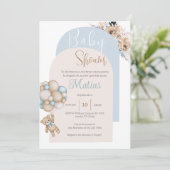 Spanische Babydusche Einladung Blue Bear Boy (Stehend Vorderseite)