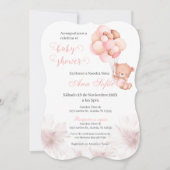 Spanische Babydusche Einladung Pink Bear Girl (Vorderseite)