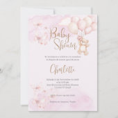 Spanische Babydusche Einladung Pink Bear Girl (Vorderseite)