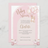 Spanische Babydusche Einladung Pink Bear Girl (Vorne/Hinten)