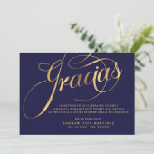 Spanische Beerdigung der Marine und Gold Calligrap Dankeskarte (Stehend Vorderseite)