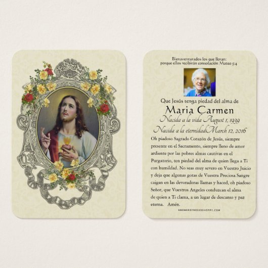 Spanische Beerdigung Heiliges Herz Jesus Heiliges (Vorne & Hinten)