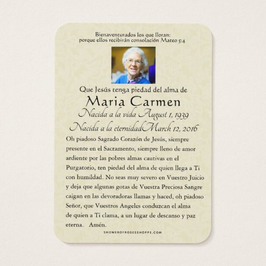 Spanische Beerdigung Heiliges Herz Jesus Heiliges (Rückseite)