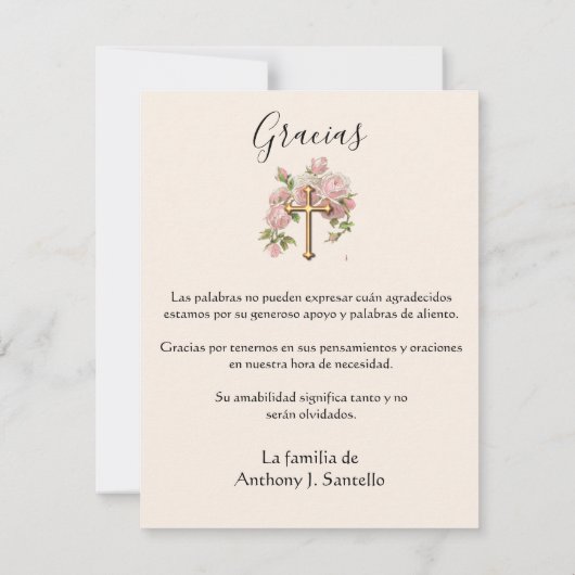 Spanische Beerdigung Jungfrau Mary Religious Danke (Rückseite)