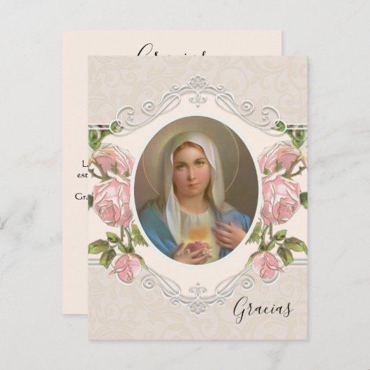 Spanische Beerdigung Jungfrau Mary Religious Danke (Vorne/Hinten)