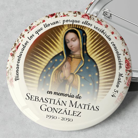 Spanische Beerdigung Virgen de Guadalupe Button
