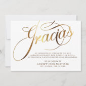 Spanische Beerdigung von Weiß- und Goldkalligrafie Dankeskarte (Vorderseite)