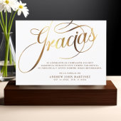 Spanische Beerdigung von Weiß- und Goldkalligrafie Dankeskarte