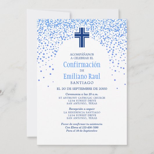 Spanische Bestätigung der Jungen Einladung (Vorderseite)