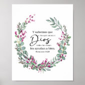 Spanische Bibel Verse Romanos 8:28 Póster Poster (Vorne)