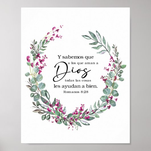 Spanische Bibel Verse Romanos 8:28 Póster Poster (Vorne)