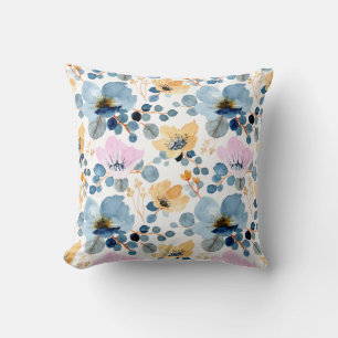 Spanische blaue Blumen-Kissenhülle Kissen