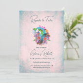 Spanische Blume Herz mexikanisch Hochzeit Retten S Einladung (Stehend Vorderseite)