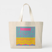 Spanische Blumenmuster - Aqua und gelb Jumbo Stoffbeutel (Rückseite)