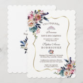 Spanische Blush Blume Invitación de Baby Dusche Einladung (Vorne/Hinten)