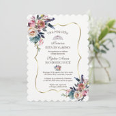 Spanische Blush Blume Invitación de Baby Dusche Einladung (Stehend Vorderseite)