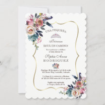 Spanische Blush Blume Invitación de Baby Dusche