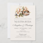Spanische Boho-Hochzeit mit Ringen Einladung (Vorderseite)