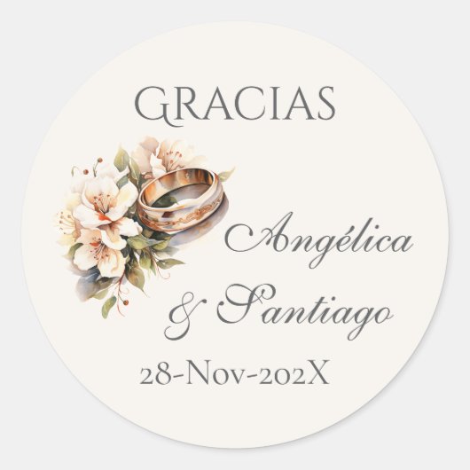 Spanische Boho-Hochzeit runder Aufkleber (Vorderseite)