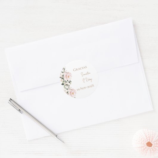 Spanische Boho-Hochzeit runder Aufkleber (Umschlag)