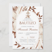 Spanische Boho-Taufe Blumen Einladung (Vorderseite)