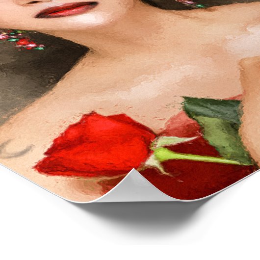 Spanische Dame in Red Digital Art Poster (Ecke)
