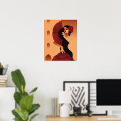 Spanische Dame mit Fan und Rose im Haar Poster (Heimbüro)