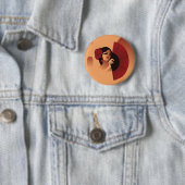Spanische Dame mit Fan und rote Rose im Haar Button (Beispiel)