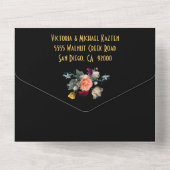 Spanische Dark & Moody Wedding Initialen All In One Einladung (Rückseite)