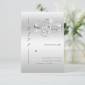 Spanische dekorative glitzernde silberne Hochzeits RSVP Karte (Stehend Vorderseite)