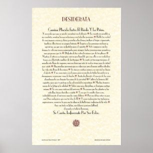 Spanische DESIDERATA Poster=Max Ehrmann=Parchment Poster