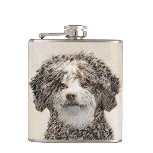 Spanische Dog Malerei - Niedliche Original Hunde K Flachmann