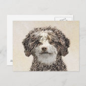 Spanische Dog Malerei - Niedliche Original Hunde K Postkarte (Vorne/Hinten)