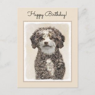 Spanische Dog Malerei - Niedliche Original Hunde K Postkarte