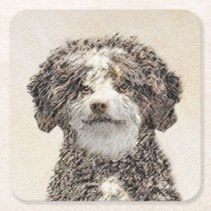 Spanische Dog Malerei - Niedliche Original Hunde K Rechteckiger Pappuntersetzer