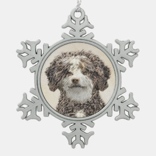 Spanische Dog Malerei - Niedliche Original Hunde K Schneeflocken Zinn-Ornament
