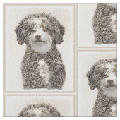 Spanische Dog Malerei - Niedliche Original Hunde K Stoff (Nahaufnahme)
