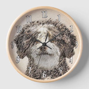 Spanische Dog Malerei - Niedliche Original Hunde K Uhr