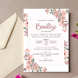 Spanische Einladung Bautizo Boho Blume Taufe