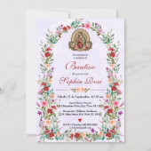 Spanische Einladung De Bautizo Floral Taufe (Vorderseite)