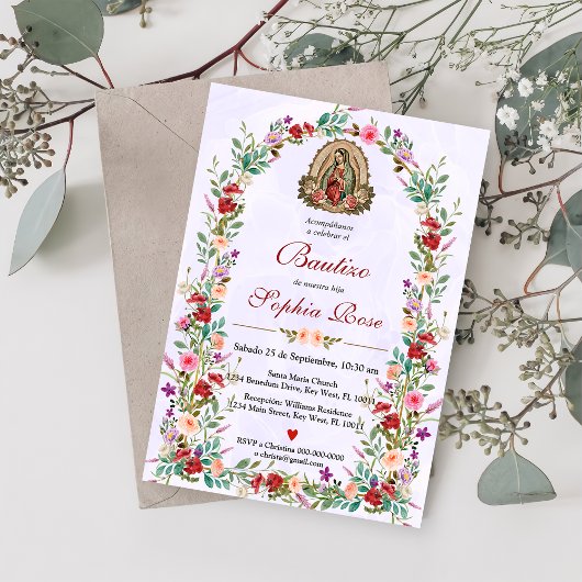 Spanische Einladung De Bautizo Floral Taufe