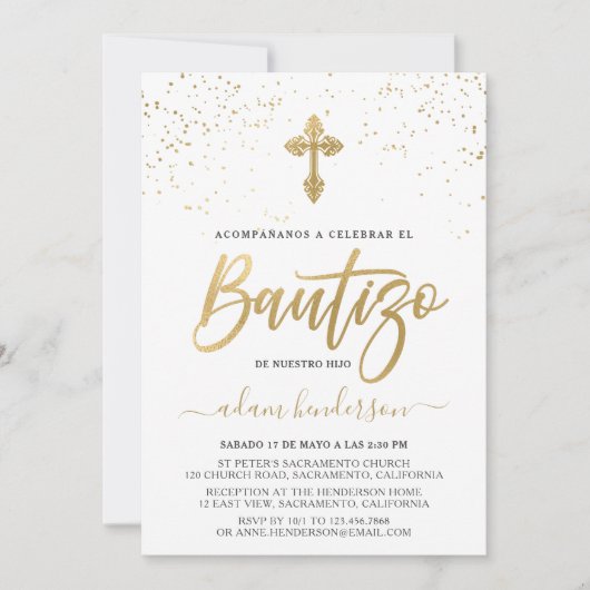 Spanische Einladung De Bautizo Gold (Vorderseite)