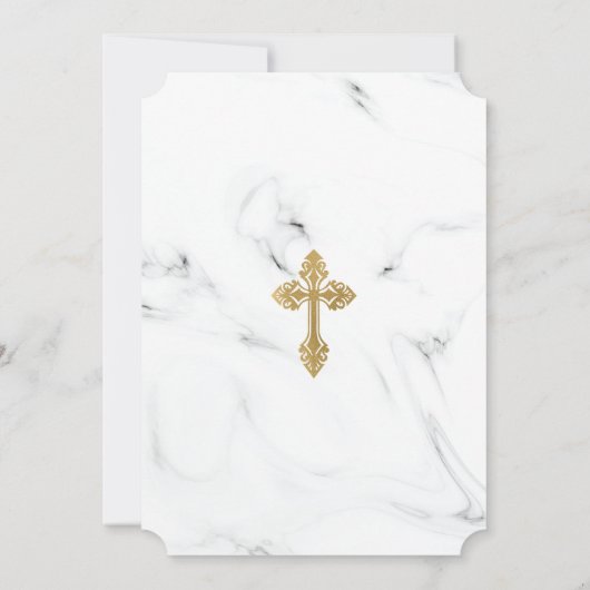 Spanische Einladung De Bautizo Marble Gold (Rückseite)