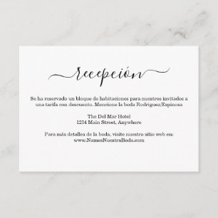 Spanische Elegante Bianco Y Negro Boda Information Begleitkarte