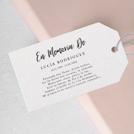 Spanische En Memoria de Funeral Gevor Tags Geschenkanhänger