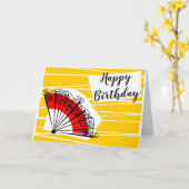 Spanische Fan-Geburtstagslandschaft Text Karte (Gelbe Blume)