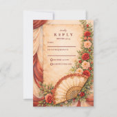 Spanische Fan-Romance-Hochzeit RSVP Karte (Vorderseite)